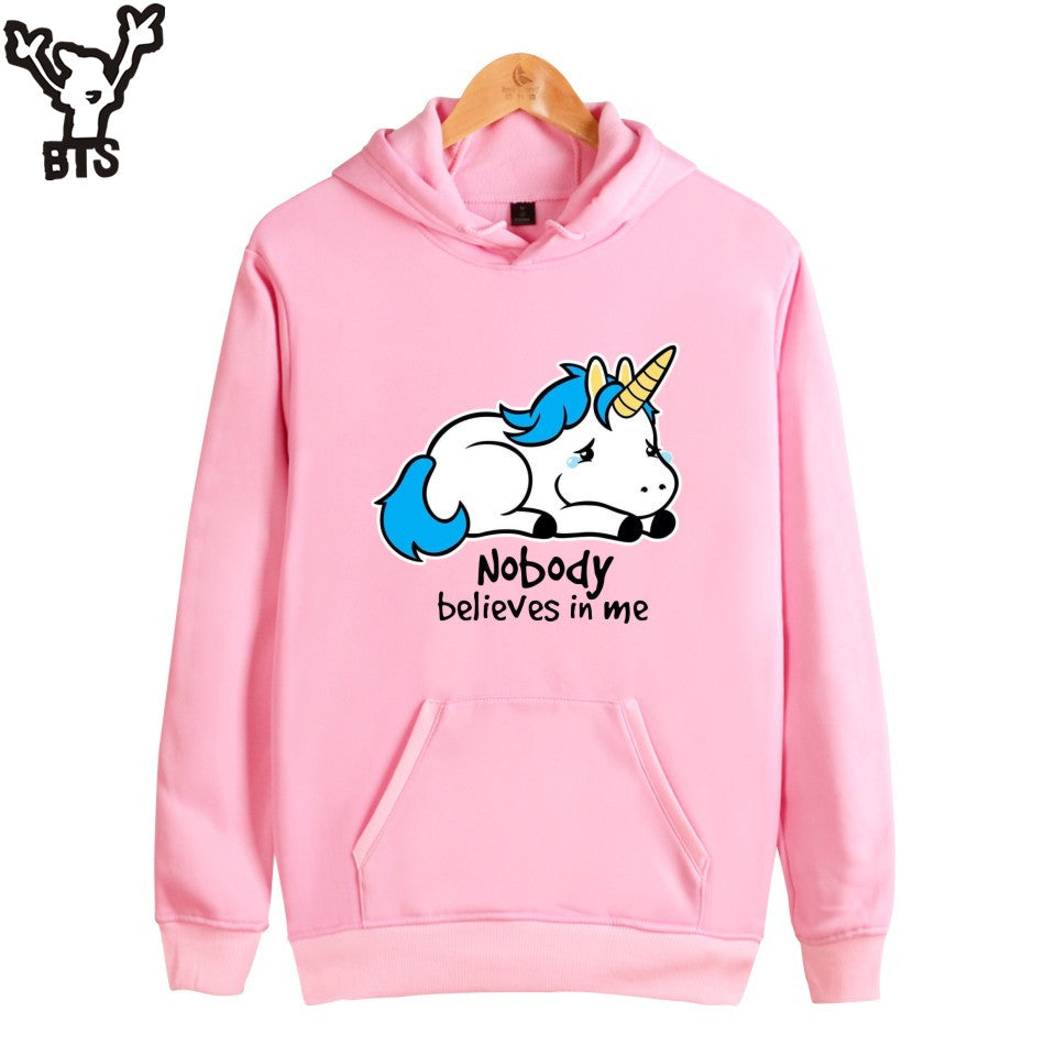 BTS Unicorn Hooded Sweatshirts Long Sleeve Pink Fashion Casual Pullovers