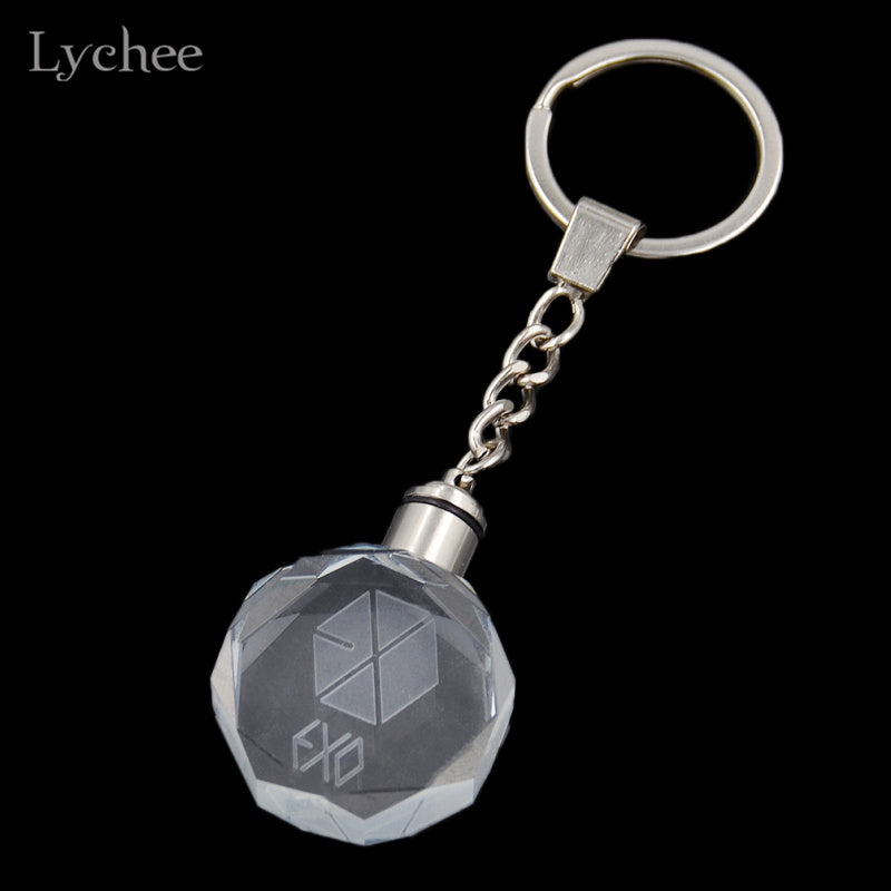 EXO Colourful LED Light Key Chain Key Ring Fans Support Jewelry