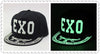 BIGBANG Fluorescent Luminous Hat Black Cap  &  EXO brimmed hat baseball