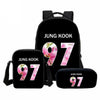3 PCS/SET  BTS Letter Printing Backpacks Children Bookbag  Casual Daily Shoulder Bag