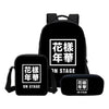 3 PCS/SET  BTS Letter Printing Backpacks Children Bookbag  Casual Daily Shoulder Bag