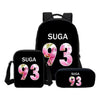 3 PCS/SET  BTS Letter Printing Backpacks Children Bookbag  Casual Daily Shoulder Bag