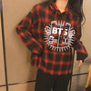 BTS Clothes Loose Autumn Grid Suit Long Sleeve Hoody Outerwears