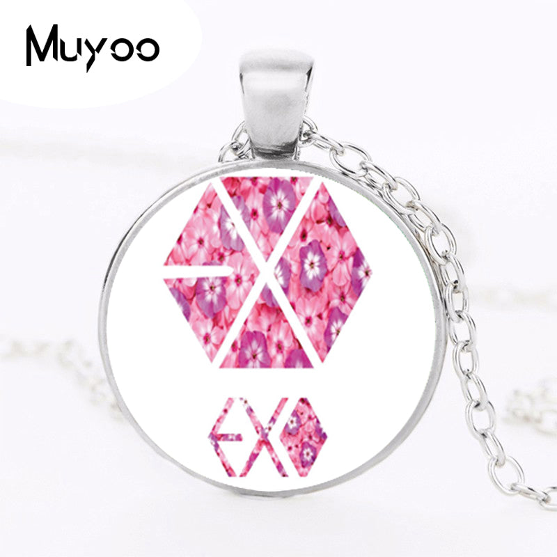 EXO  Choker Statement Silver Necklace Flowers  Charm Necklace