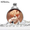 BTS Necklace Glass Cabochon Photo Necklaces Round Handmade Jewelry