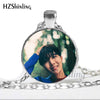 BTS Necklace Glass Cabochon Photo Necklaces Round Handmade Jewelry