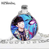 BTS Necklace Glass Cabochon Photo Necklaces Round Handmade Jewelry