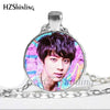 BTS Necklace Glass Cabochon Photo Necklaces Round Handmade Jewelry