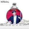 BTS Necklace Glass Cabochon Photo Necklaces Round Handmade Jewelry