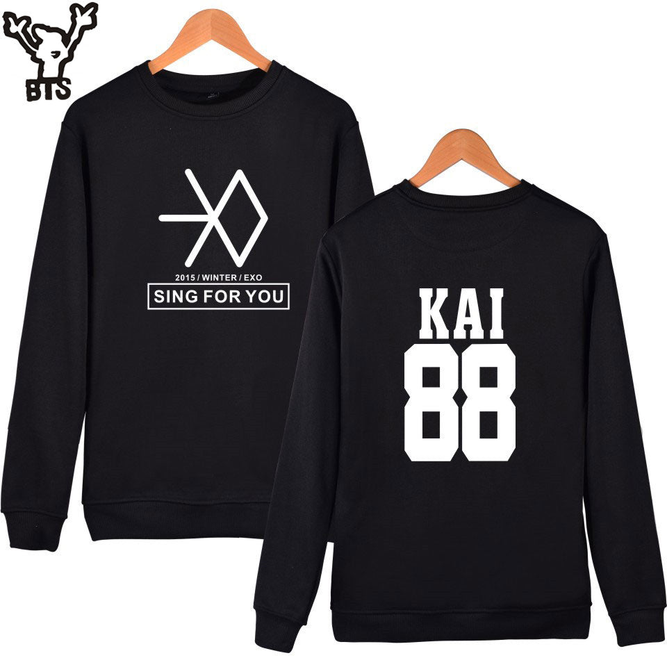 EXO  Capless Women Hoodies Sweatshirts Long Sleeve Idol Team