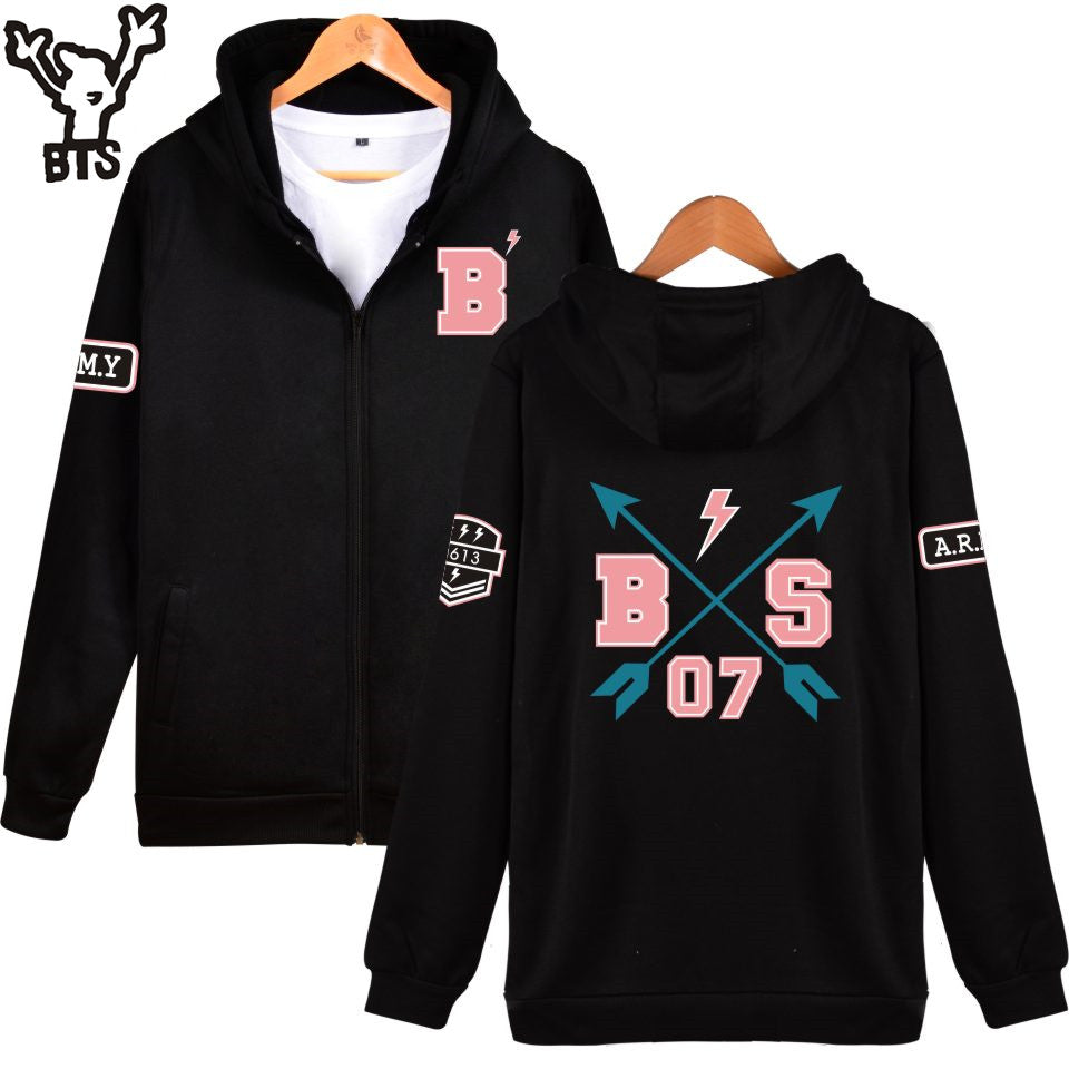 BTS Hoodies Zipper Warm Casual DNA  Sweatshirt  Fashion