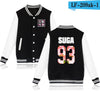 BTS Baseball Jacket  Spring  Long Sleeve Black And White Fashion