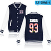 BTS Baseball Jacket  Spring  Long Sleeve Black And White Fashion