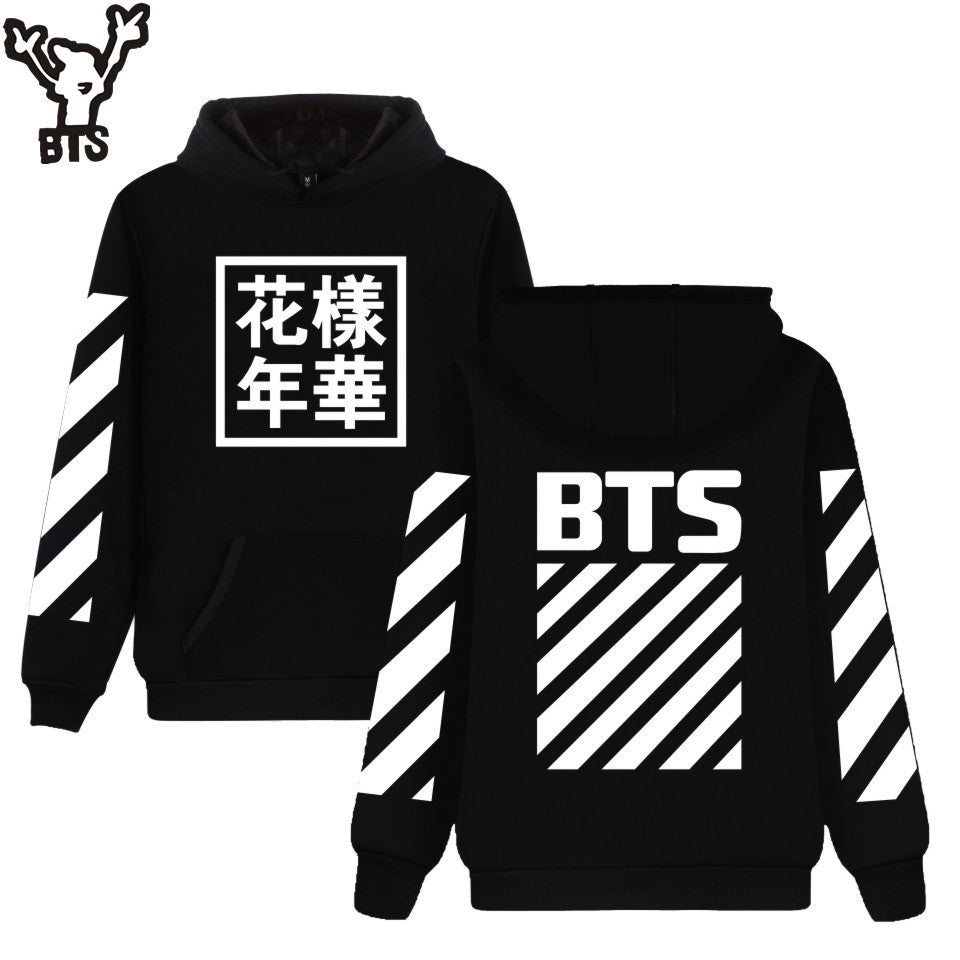 BTS Hoodies Sweatshirts Long Sleeve Black Fashion Pullover