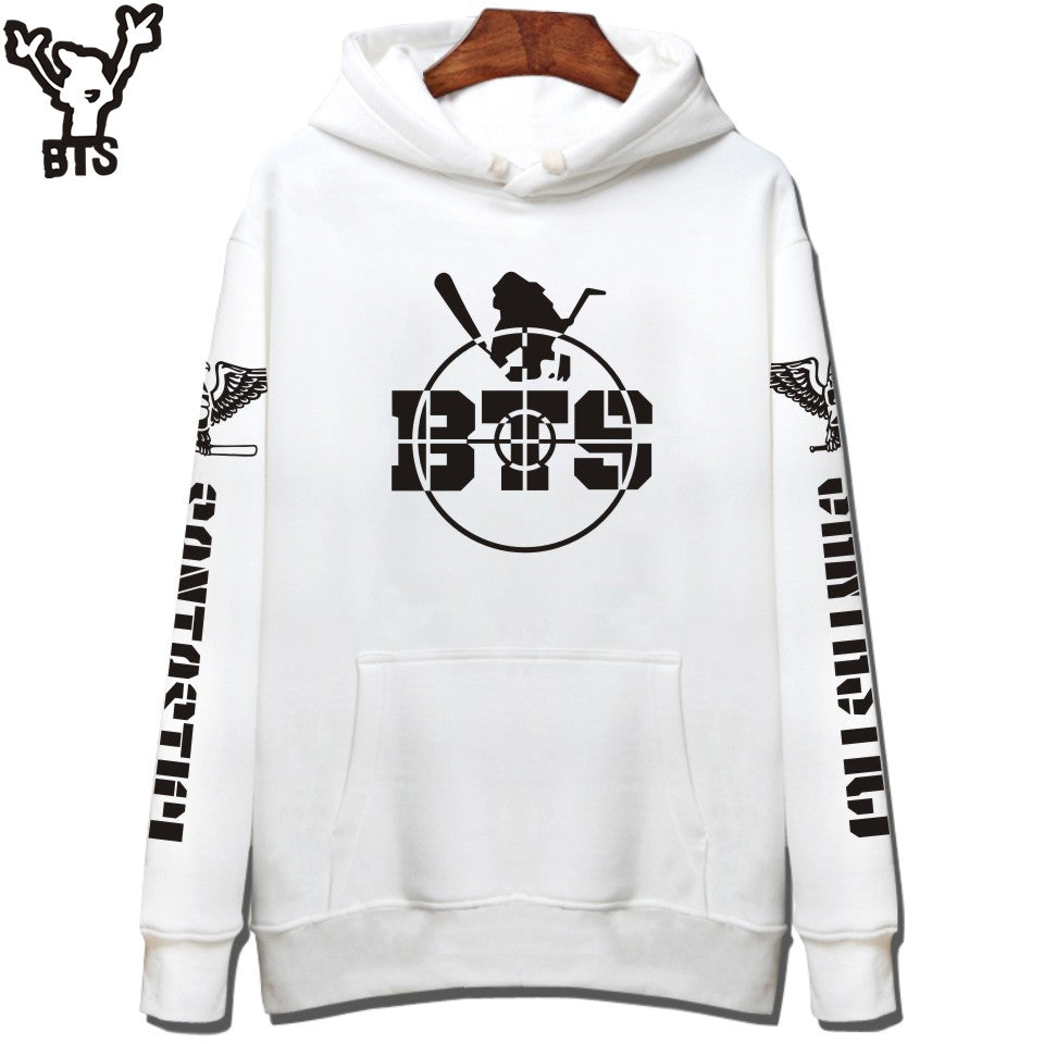 BTS Long Sleeve  Hoodies Sweatshirts Set Black Fashion