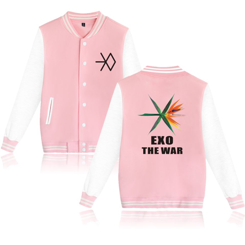 EXO  WAR Baseball Jacket Hoodies Sweatshirt men Fans Casual Jacket