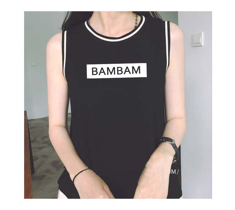 Got7 fly around the same threaded sleeves collarless T-shirt