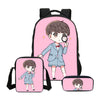 3 Pcs/set BTS Girls School Bags Cute BTS 3D Printing Backpack Fashion Cartoon
