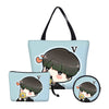 BTS 3pcs /Set  Handbags Canvas Bookbag Girls BTS Printing Shoulder Bags Makeup Case Change Purse Fashion