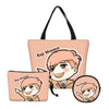 BTS 3pcs /Set  Handbags Canvas Bookbag Girls BTS Printing Shoulder Bags Makeup Case Change Purse Fashion