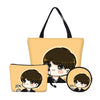 BTS 3pcs /Set  Handbags Canvas Bookbag Girls BTS Printing Shoulder Bags Makeup Case Change Purse Fashion