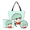 BTS 3pcs /Set  Handbags Canvas Bookbag Girls BTS Printing Shoulder Bags Makeup Case Change Purse Fashion