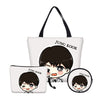 BTS 3pcs /Set  Handbags Canvas Bookbag Girls BTS Printing Shoulder Bags Makeup Case Change Purse Fashion