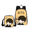 2 PCS/SET BTS School Bag Girls Canvas Backpack Cartoon Shoulder Bags Fashion 3D