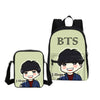 2 PCS/SET BTS School Bag Girls Canvas Backpack Cartoon Shoulder Bags Fashion 3D