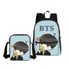 2 PCS/SET BTS School Bag Girls Canvas Backpack Cartoon Shoulder Bags Fashion 3D