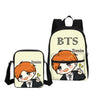 2 PCS/SET BTS School Bag Girls Canvas Backpack Cartoon Shoulder Bags Fashion 3D