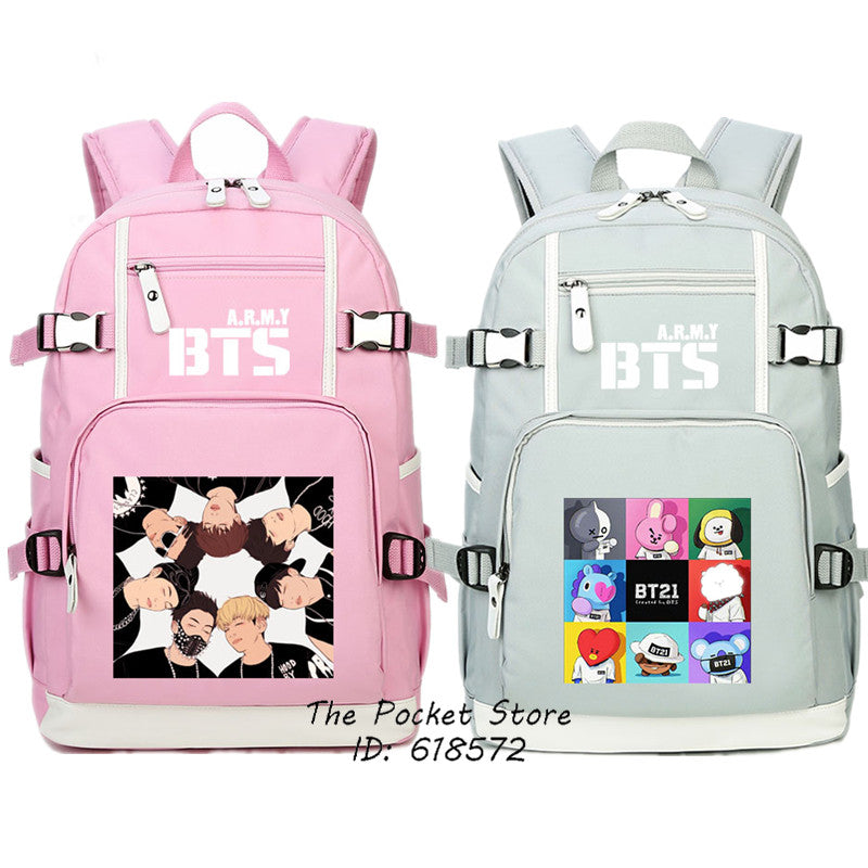 BTS Printing Women Backpack Hip Pop BTS School Bags Laptop Backpack