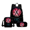 3 Pcs/Set BTS Canvas School Bag EXO Letter Printed Backpack