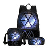 3 Pcs/Set BTS Canvas School Bag EXO Letter Printed Backpack