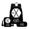 3 Pcs/Set BTS Canvas School Bag EXO Letter Printed Backpack