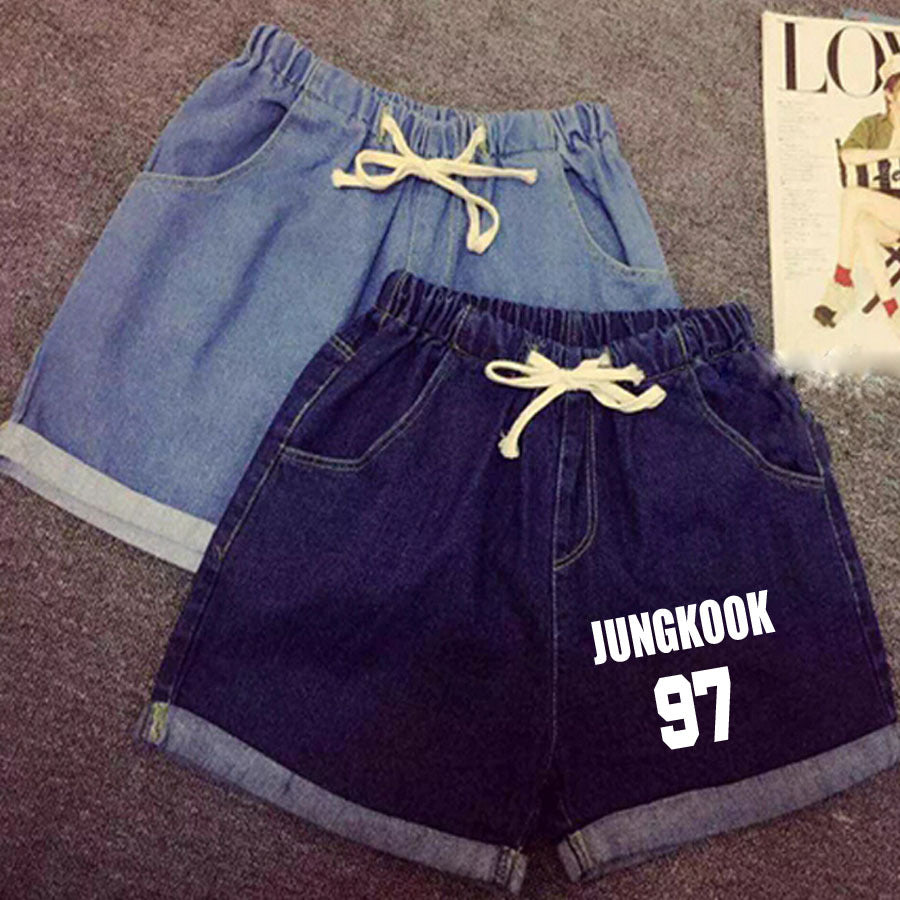 BTS  elastic  shorts crimping