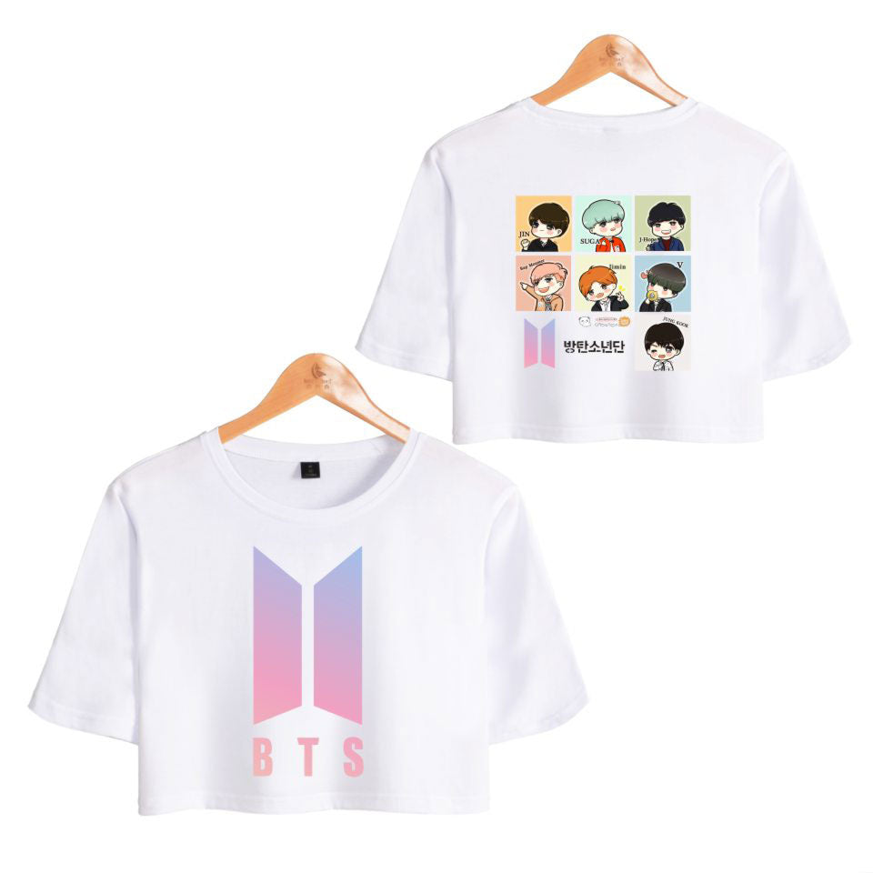 BTS Midriff Tops Short Sleeve T-shirt