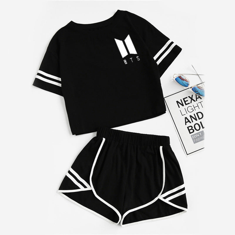 BTS Set 2 Pieces shorts Crop Tops + Shorts Pants Outfit